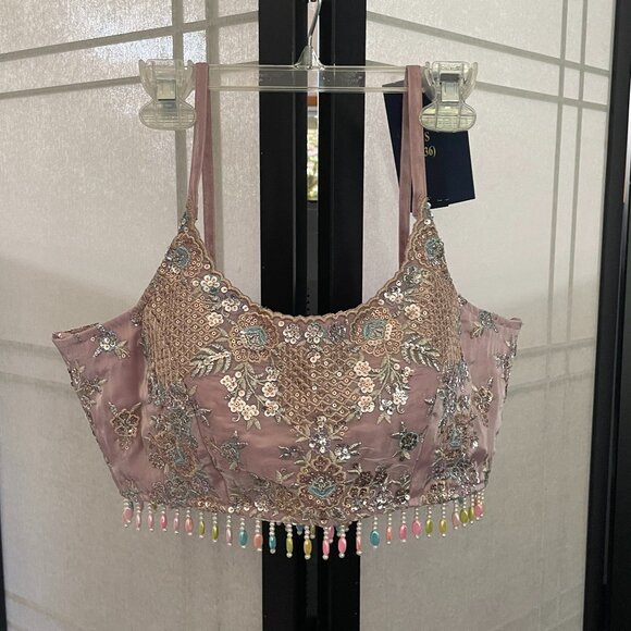 Dusty Purple Embroidered Organza Lehenga - Picture 7 of 16